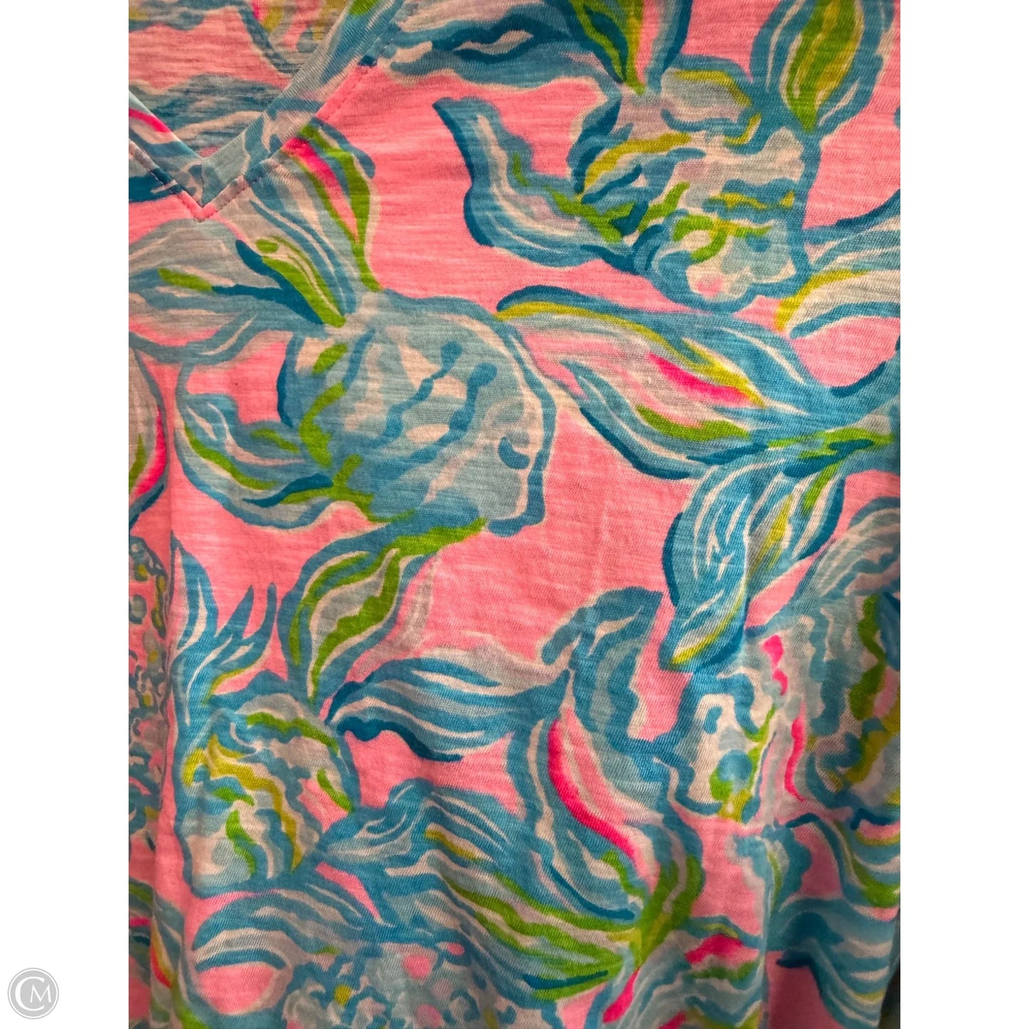 Top Short Sleeve By Lilly Pulitzer In Blue & Pink, Size: M