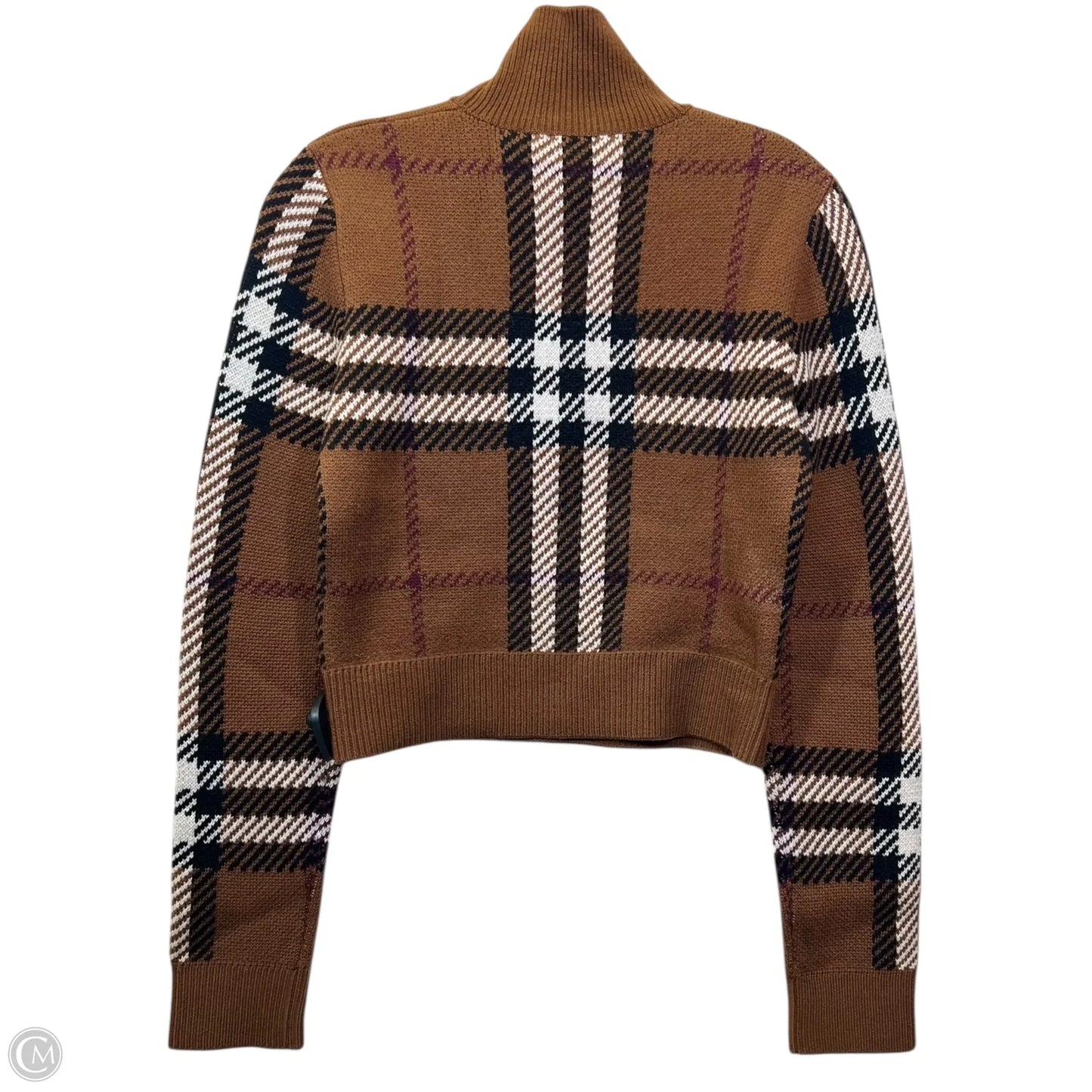 Sweater Luxury Designer By Burberry In Brown & Cream, Size: M