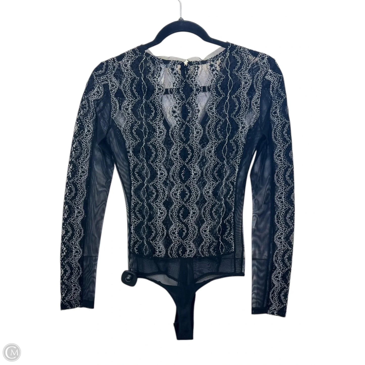 Top Long Sleeve Designer By Bcbgmaxazria In Black & Grey, Size: Xxs