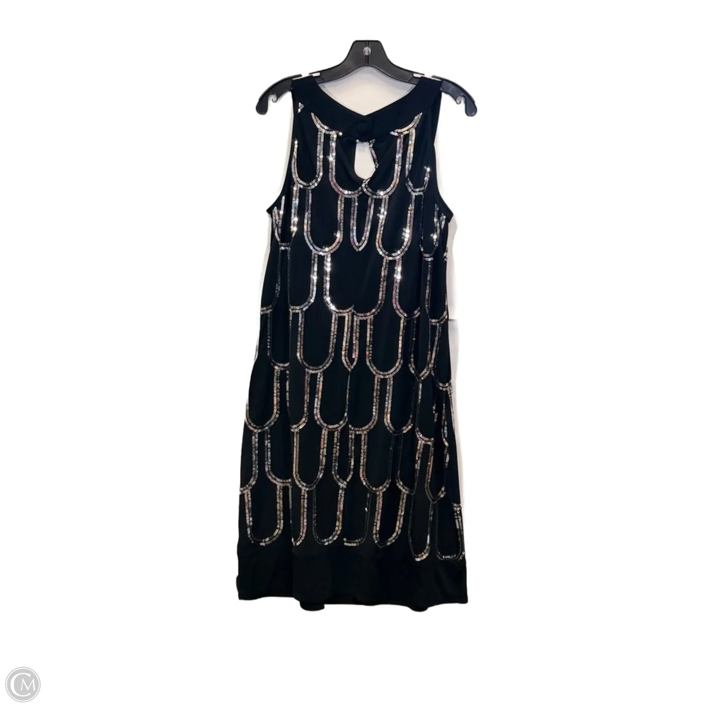 Dress Party Midi By Dressbarn In Black & Silver, Size: Xl