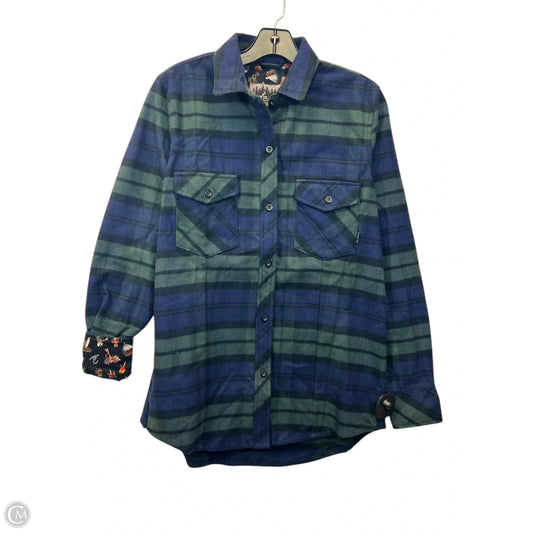 Top Long Sleeve By Pladra In Plaid Pattern, Size: M