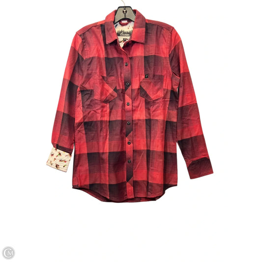 Top Long Sleeve By Pladra In Black & Red, Size: M