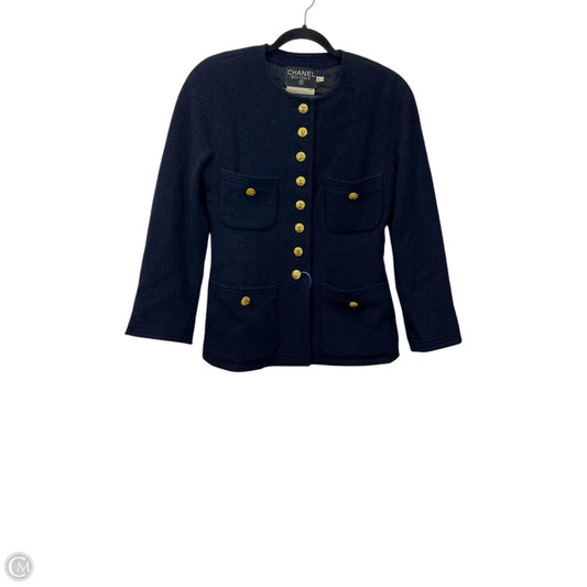 Blazer Luxury Designer By Chanel In Navy, Size: S