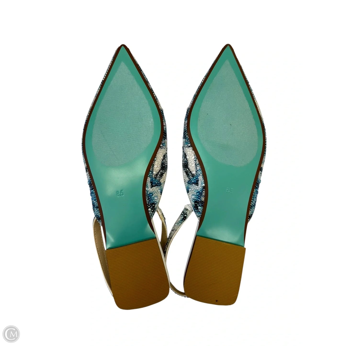 Shoes Flats By Betsey Johnson In Blue & White, Size: 6.5