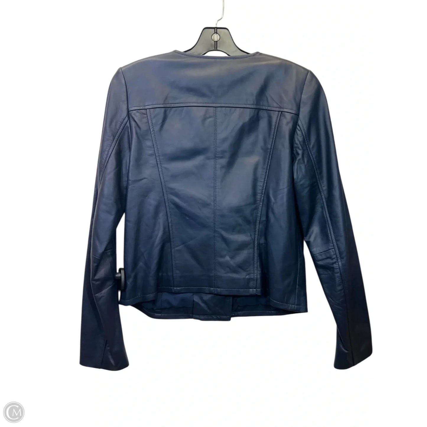 Jacket Leather By Halogen In Blue, Size: S