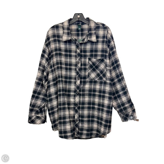 Top Long Sleeve By Wild Fable In Blue & Cream, Size: Xxl