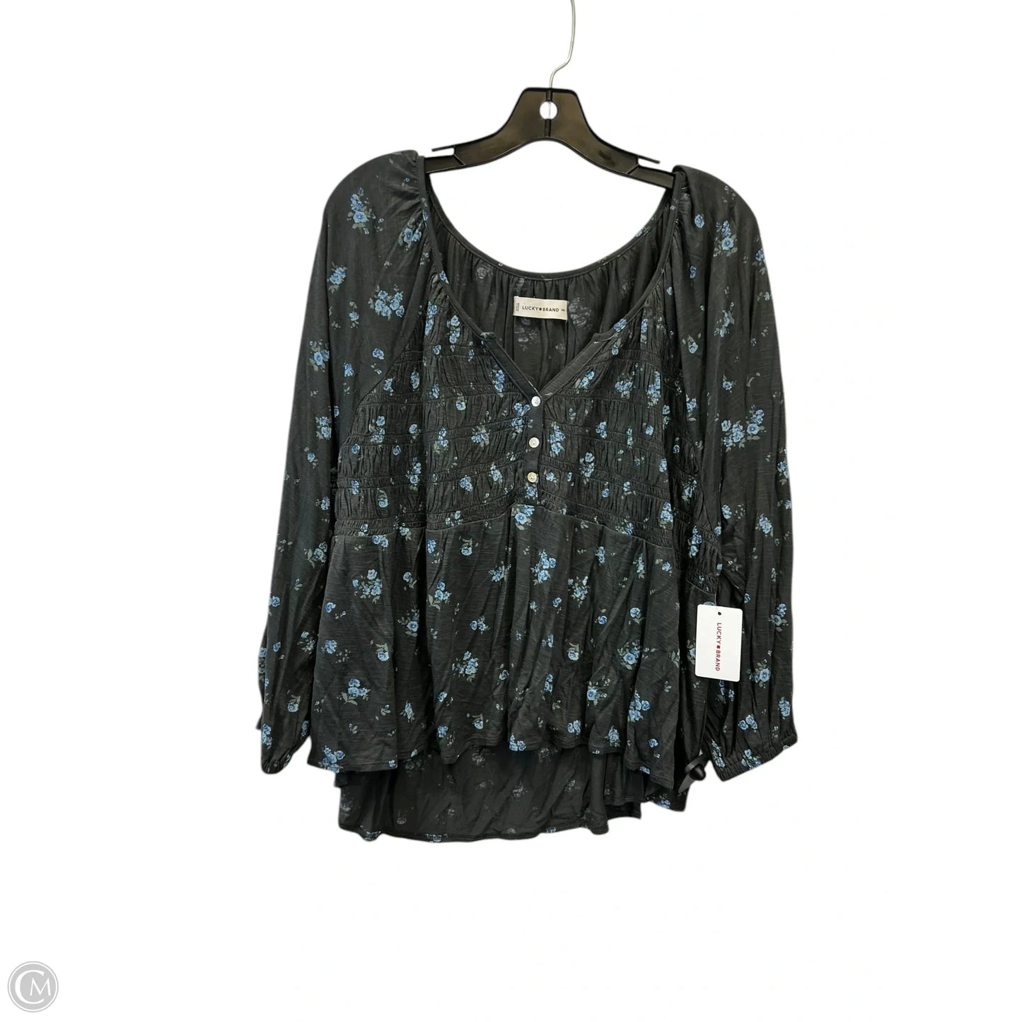 Top Long Sleeve By Lucky Brand In Blue & Grey, Size: Xxl