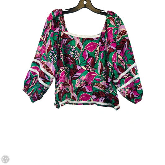 Top Short Sleeve By Cynthia Rowley In Green & Pink, Size: L
