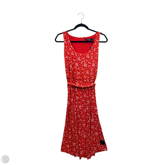 Dress Designer By Ralph Lauren Black Label In Orange & White, Size: M