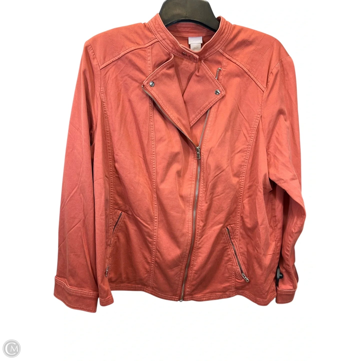 Jacket Moto By Chicos In Coral, Size: Xxl
