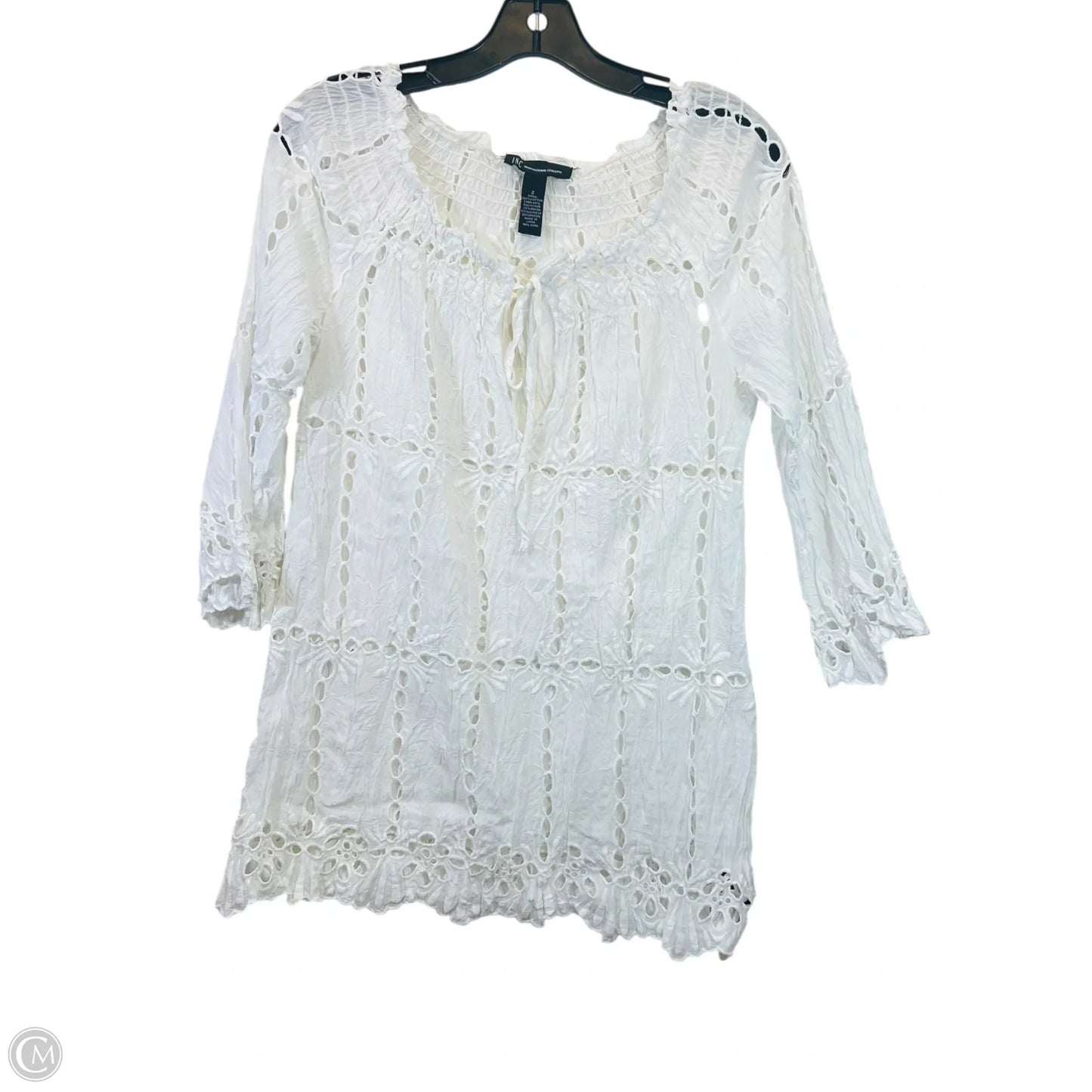 Top 3/4 Sleeve By International Concepts In White, Size: Xs