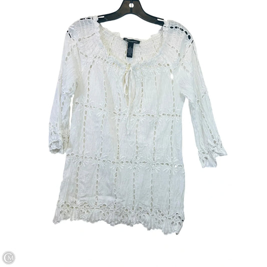 Top 3/4 Sleeve By International Concepts In White, Size: Xs