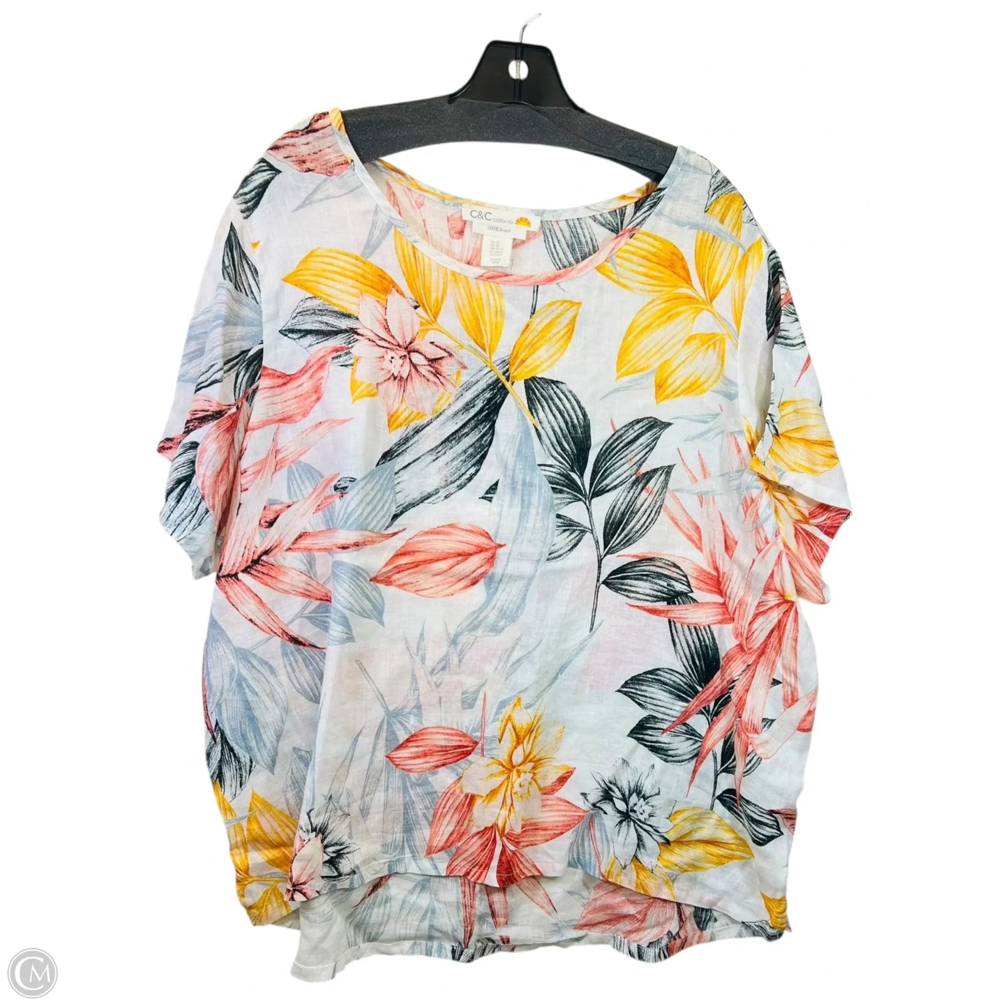 Top Short Sleeve By C And C In Pink & White, Size: 2x