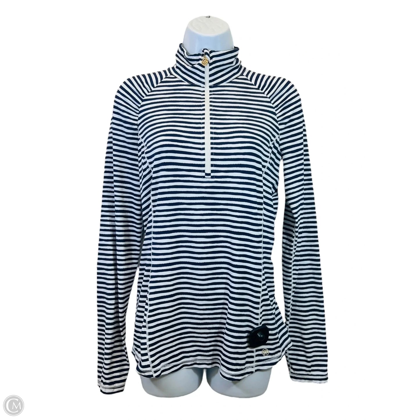 Athletic Top Long Sleeve Collar By Lilly Pulitzer In Striped Pattern, Size: S