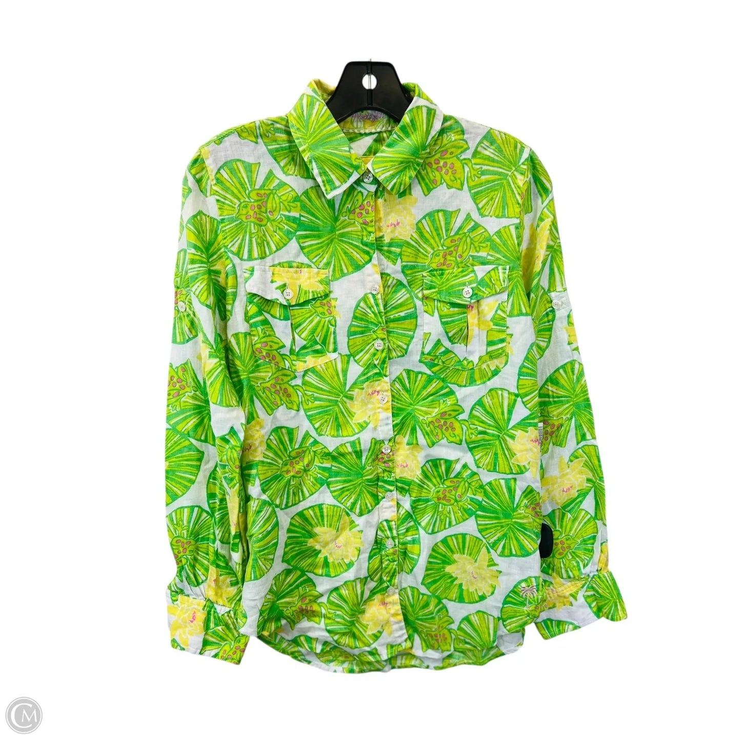 Top Long Sleeve By Lilly Pulitzer In Green & White, Size: Xs