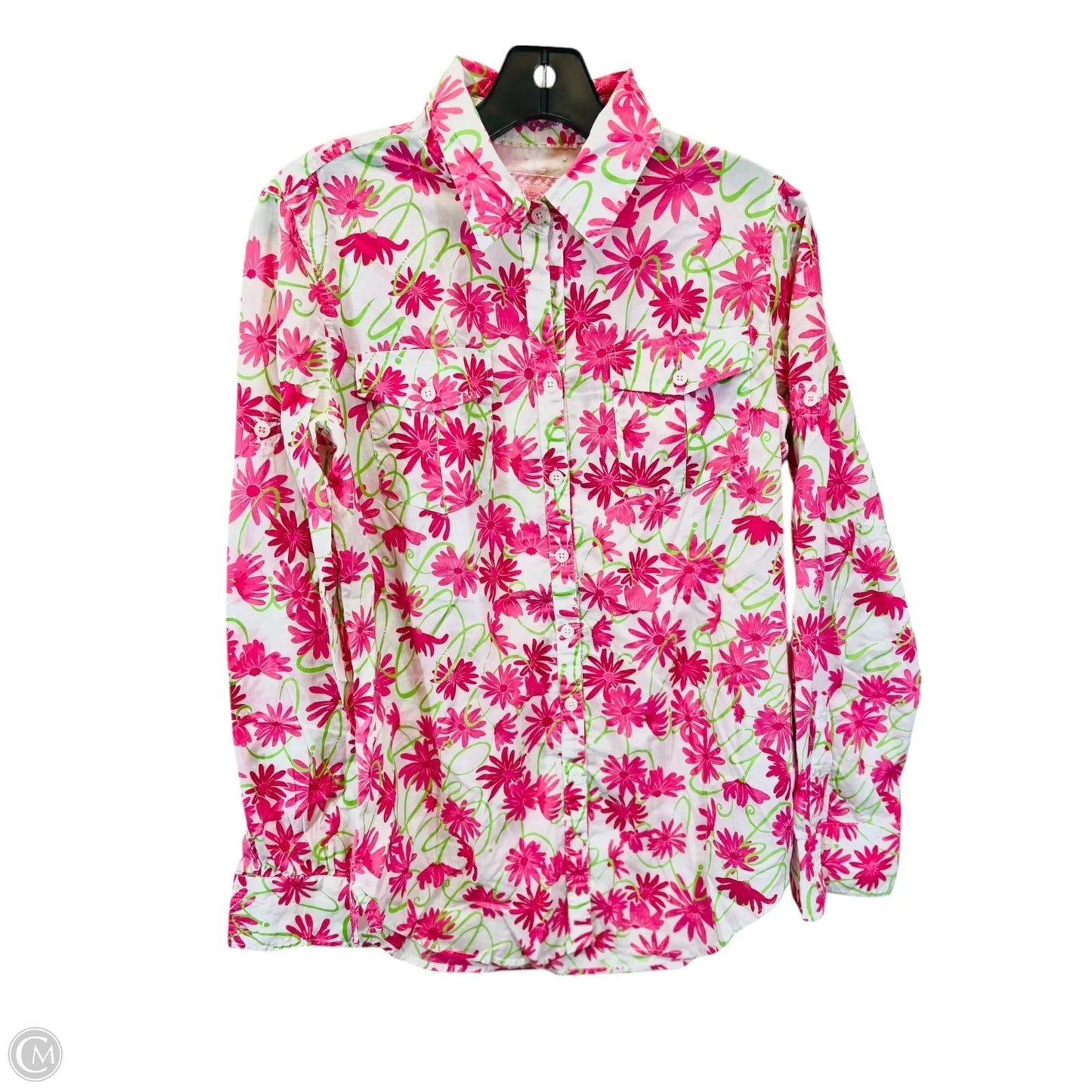 Top Long Sleeve By Lilly Pulitzer In Pink & White, Size: S