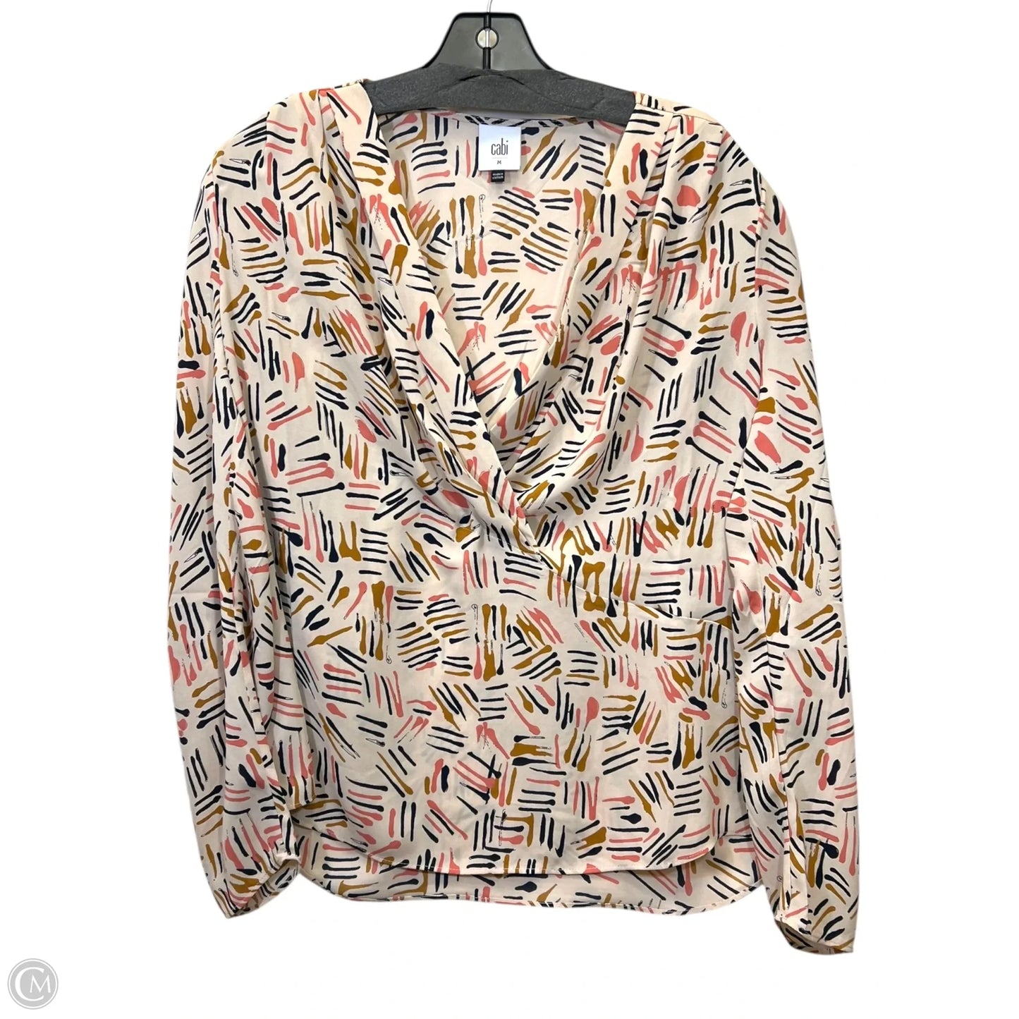 Top Long Sleeve By Cabi In Pink & Tan, Size: M