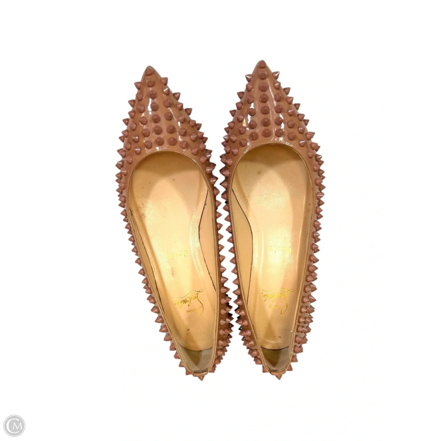 Shoes Luxury Designer By Christian Louboutin In Tan, Size: 7.5