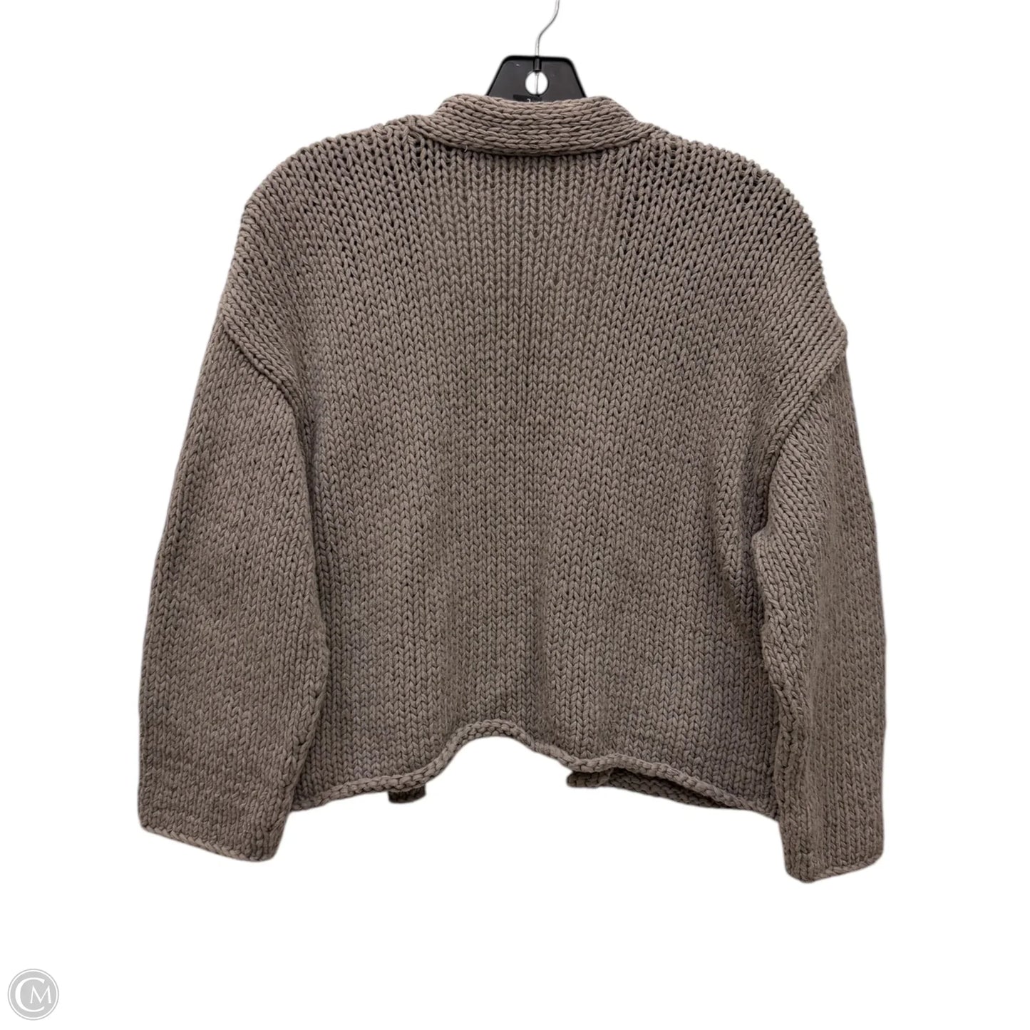 Sweater Cardigan Designer By Eileen Fisher In Taupe, Size: L