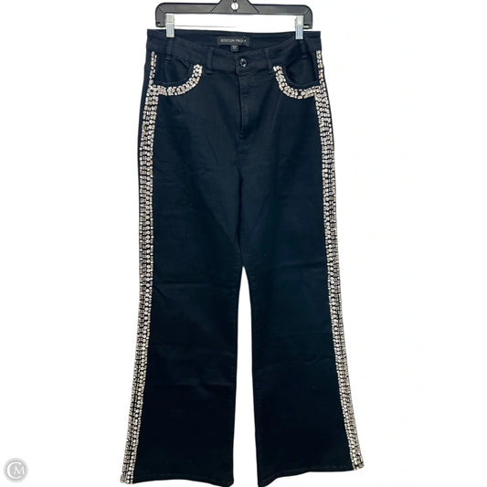 Jeans Straight By Boston Proper In Black Denim, Size: 14