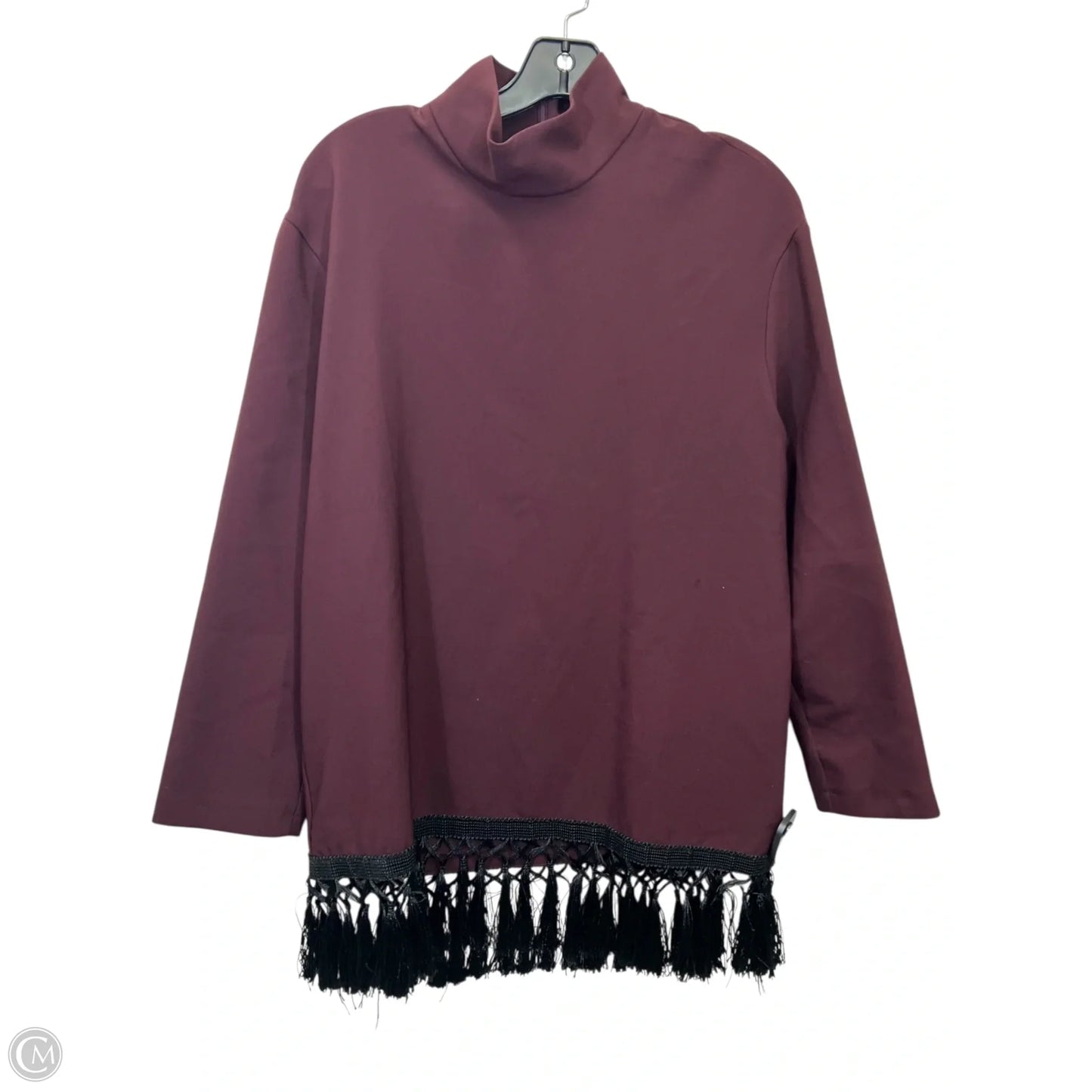 Top Long Sleeve By Zara Women In Maroon, Size: M
