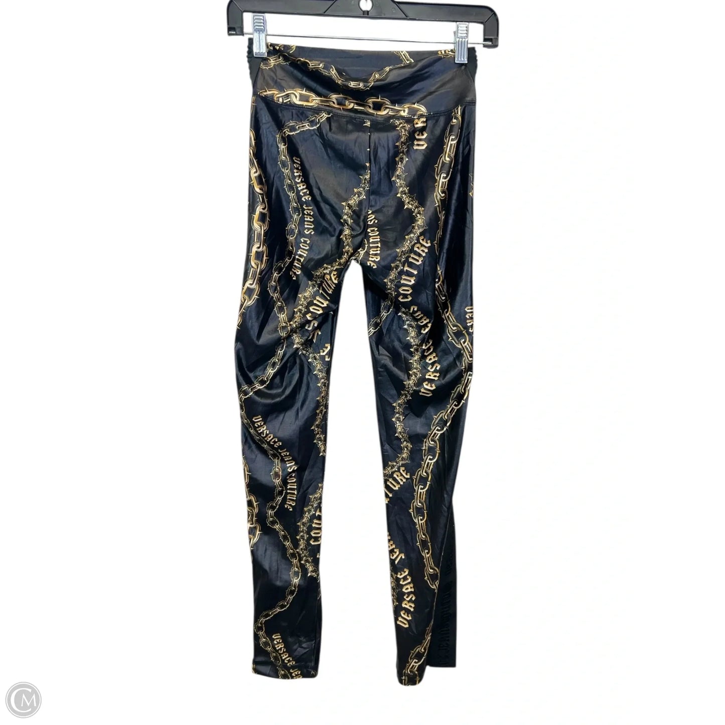 Pants Designer By Versace In Black & Gold, Size: S