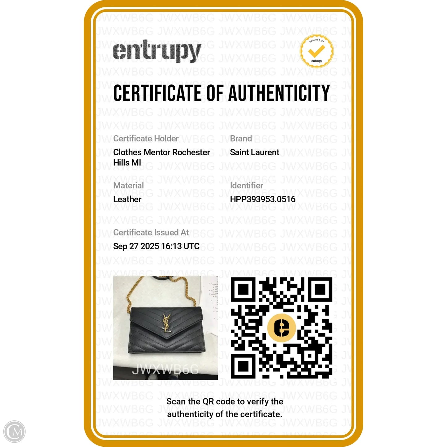 Crossbody Luxury Designer By Yves Saint Laurent, Size: Small