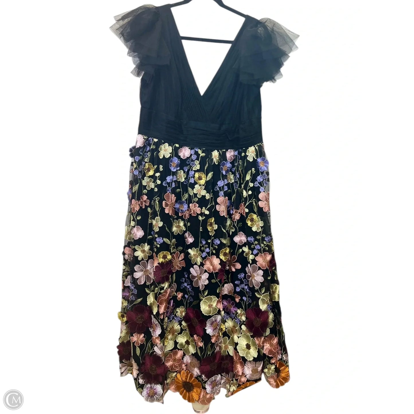 Dress Designer By Mac Duggal In Floral Print, Size: Xl