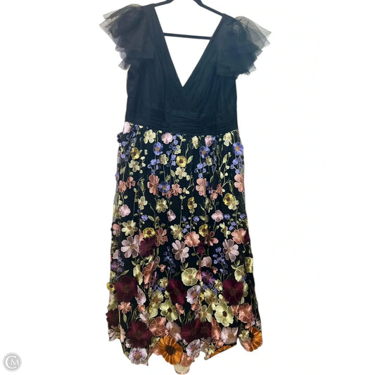 Dress Designer By Mac Duggal In Floral Print, Size: Xl