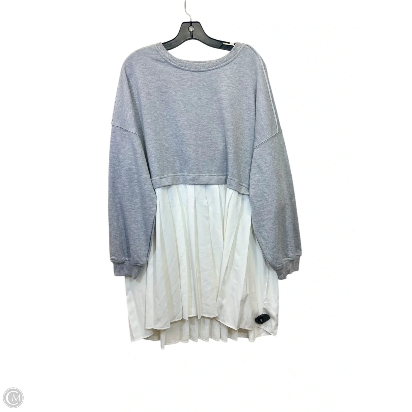 Tunic Long Sleeve By Clothes Mentor In Grey & White, Size: L