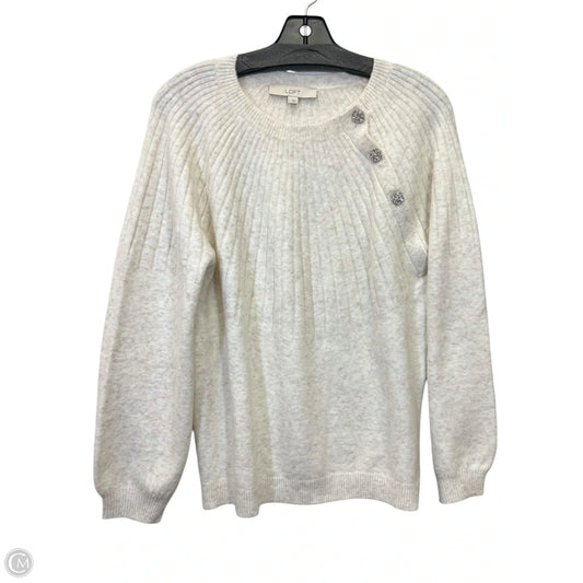 Sweater By Loft In Cream, Size: L