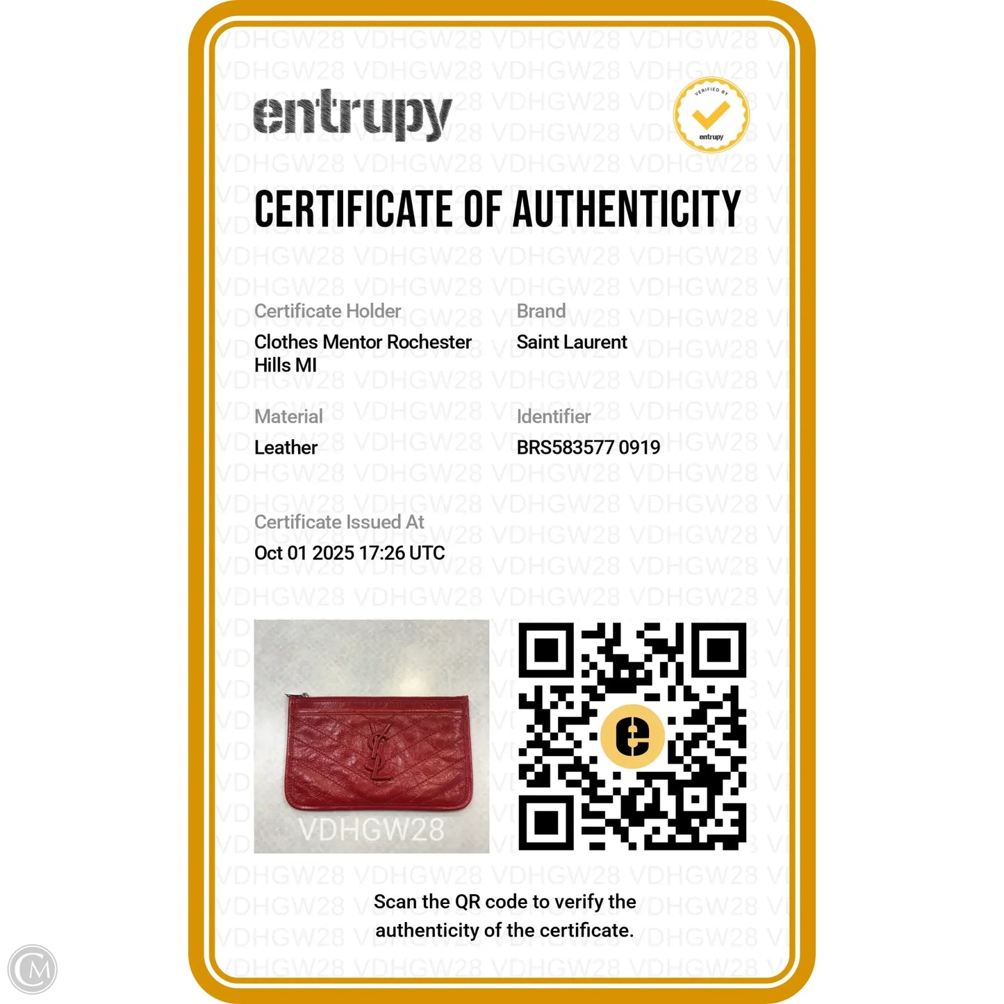 Clutch Luxury Designer By Yves Saint Laurent, Size: Small