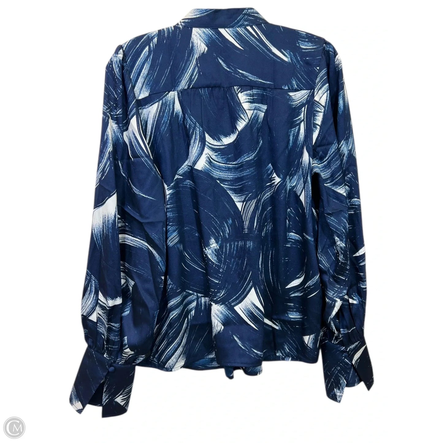 Top Long Sleeve By Banana Republic In Blue & White, Size: M