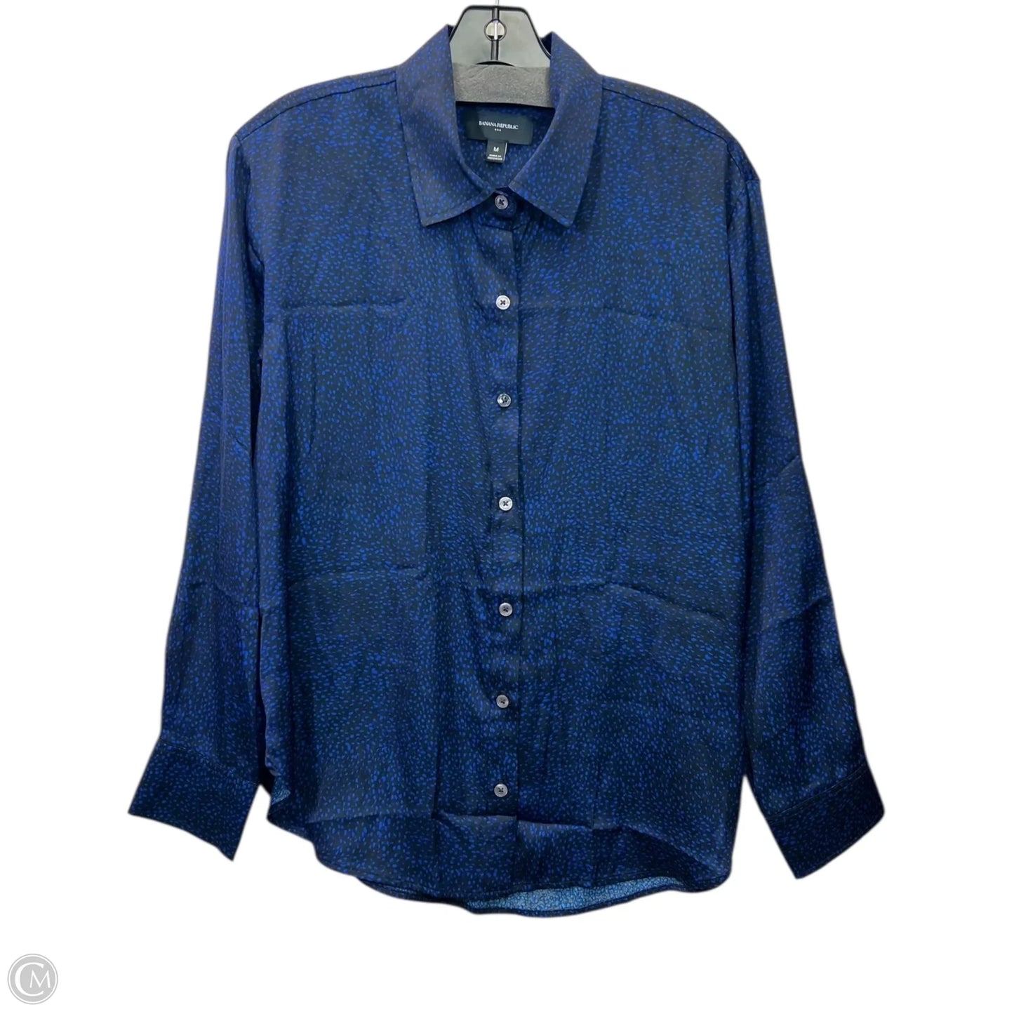 Top Long Sleeve By Banana Republic In Black & Blue, Size: M