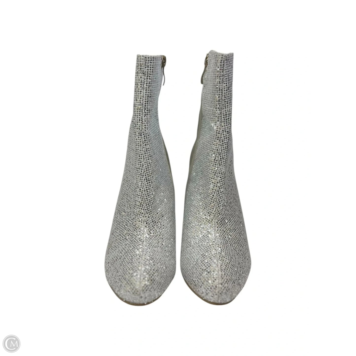 Boots Ankle Heels By Clothes Mentor In Silver, Size: 5