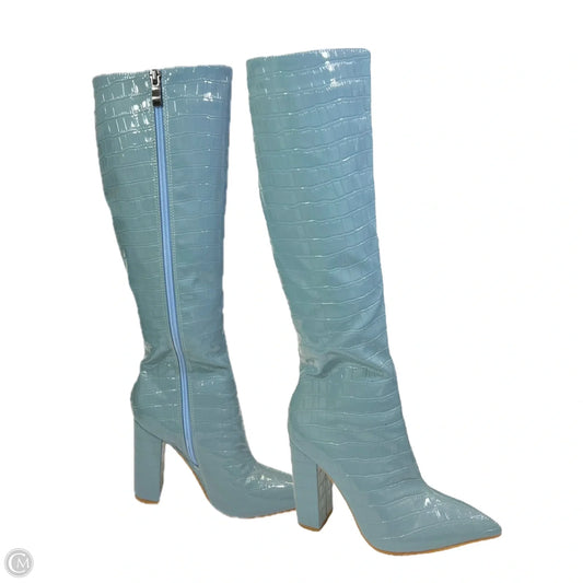 Boots Mid-calf Heels By Clothes Mentor In Blue, Size: 5