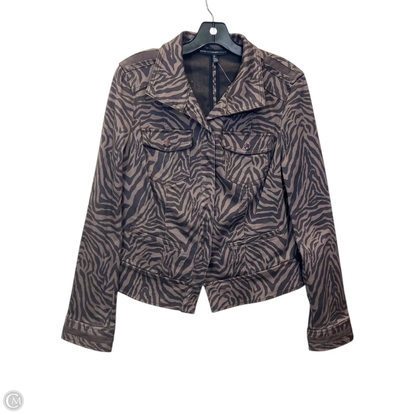 Jacket Denim By White House Black Market In Zebra Print, Size: L