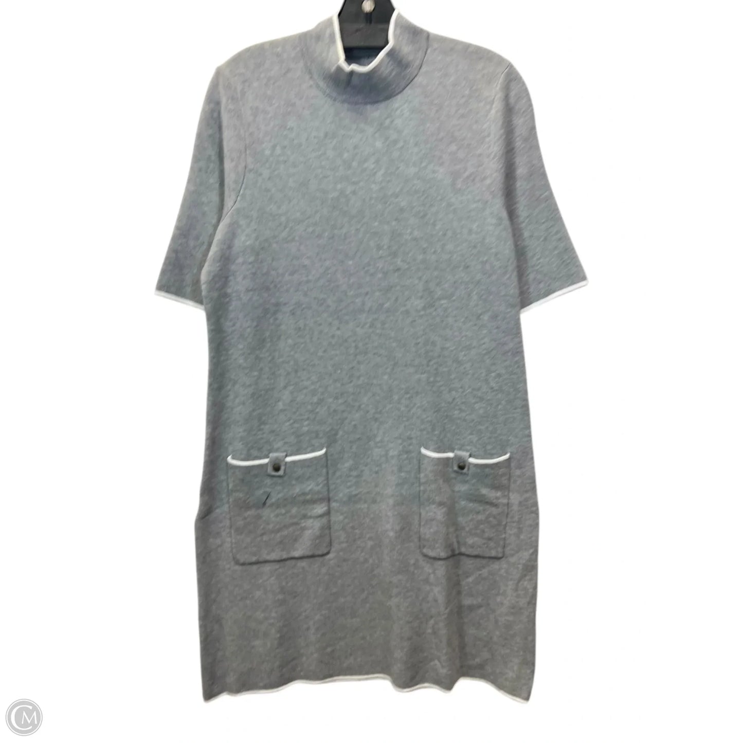 Dress Casual Midi By Nicole Miller In Grey & White, Size: L