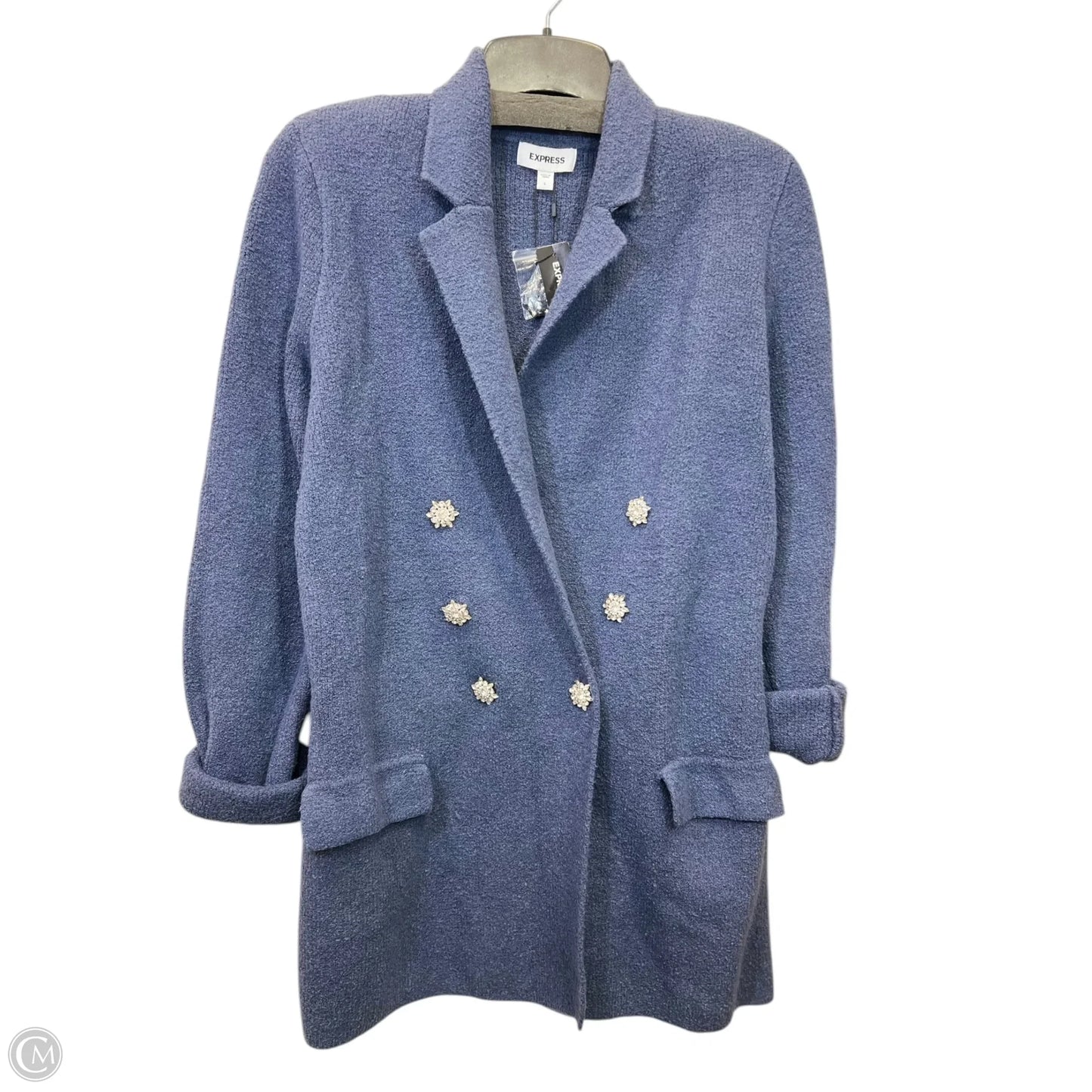 Sweater Cardigan By Express In Blue, Size: L