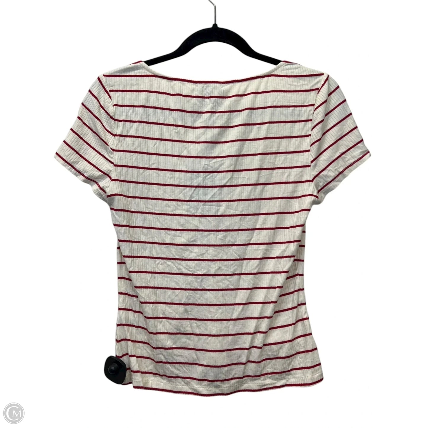 Top Short Sleeve Designer By Paige In Cream & Red, Size: M