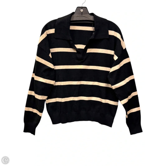 Top Long Sleeve By Tahari In Black & Tan, Size: L