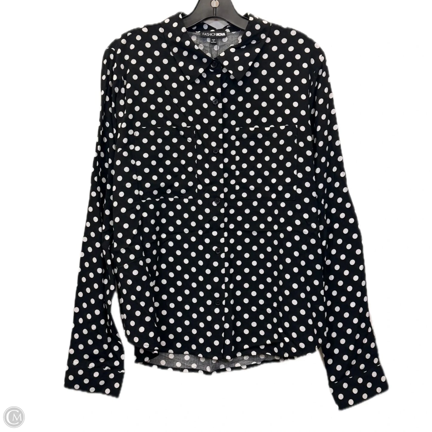 Top Long Sleeve By Fashion Nova In Polkadot Pattern, Size: Xl