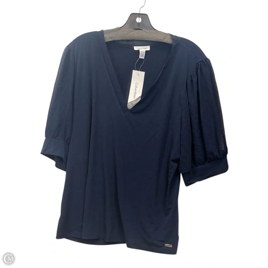 Top Short Sleeve By Calvin Klein In Navy, Size: Xl
