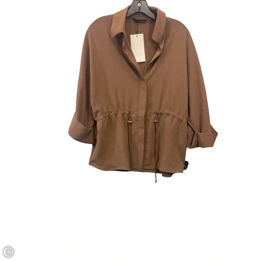 Top Long Sleeve By Zara In Brown, Size: S