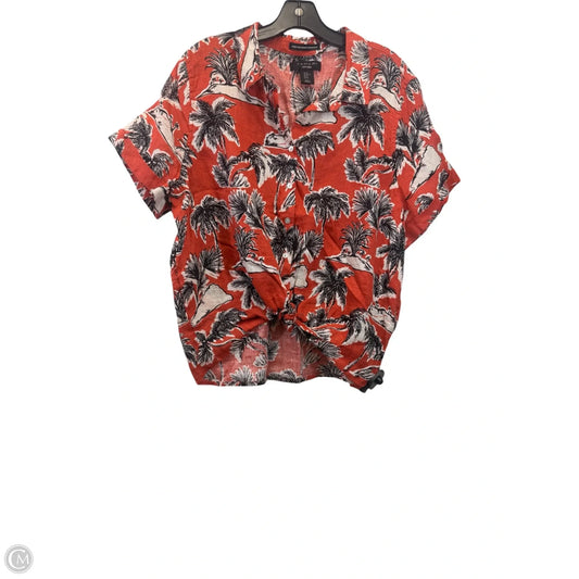Top Short Sleeve By Tahari In Tropical Print, Size: Xl
