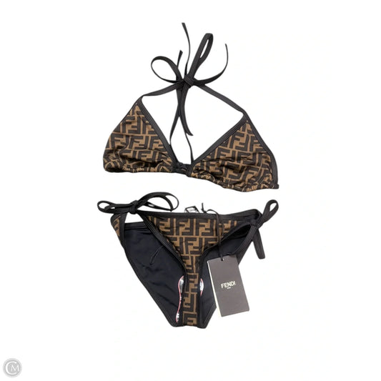 Swimsuit Luxury Designer By Fendi In Black & Brown, Size: S