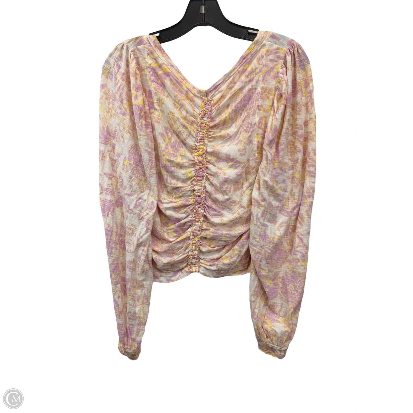 Top Long Sleeve By Free People In Purple & Yellow, Size: L