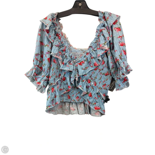 Top Short Sleeve By Free People In Blue & Red, Size: Xl