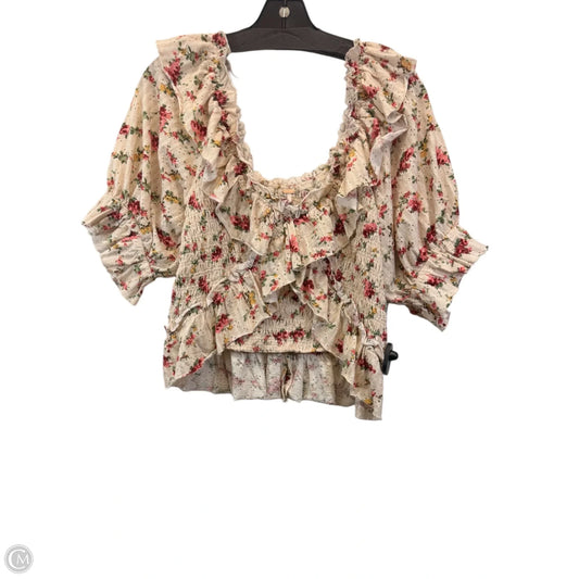 Top Short Sleeve By Free People In Cream & Red, Size: Xl