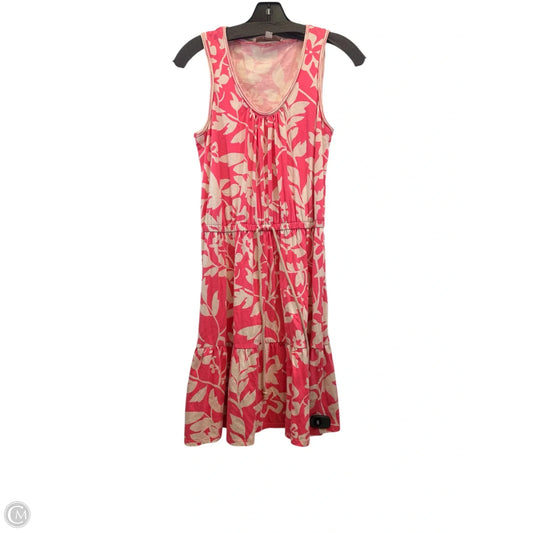Dress Casual Midi By Loft In Cream & Pink, Size: Xs